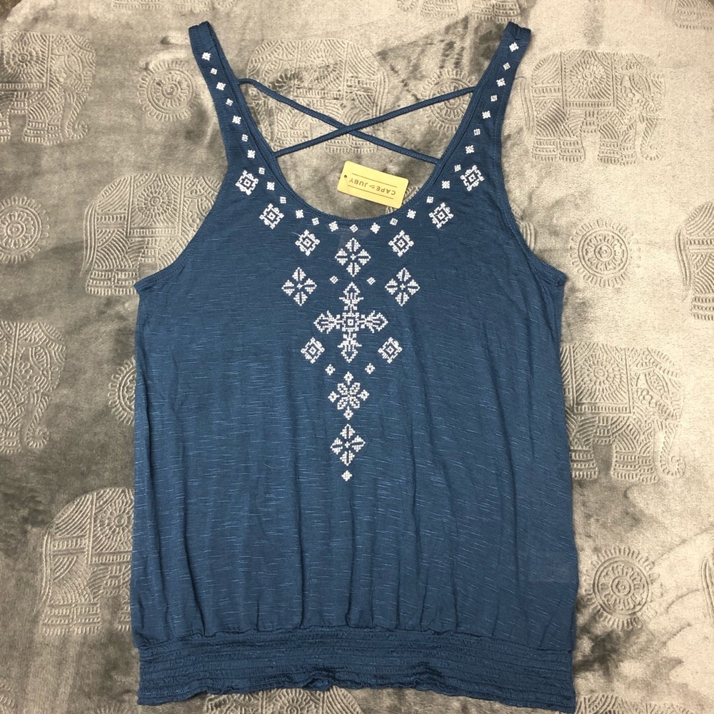 NWT Cape Juby Embroidered Tank